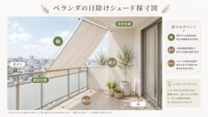 ベランダの日除けシェード採寸図